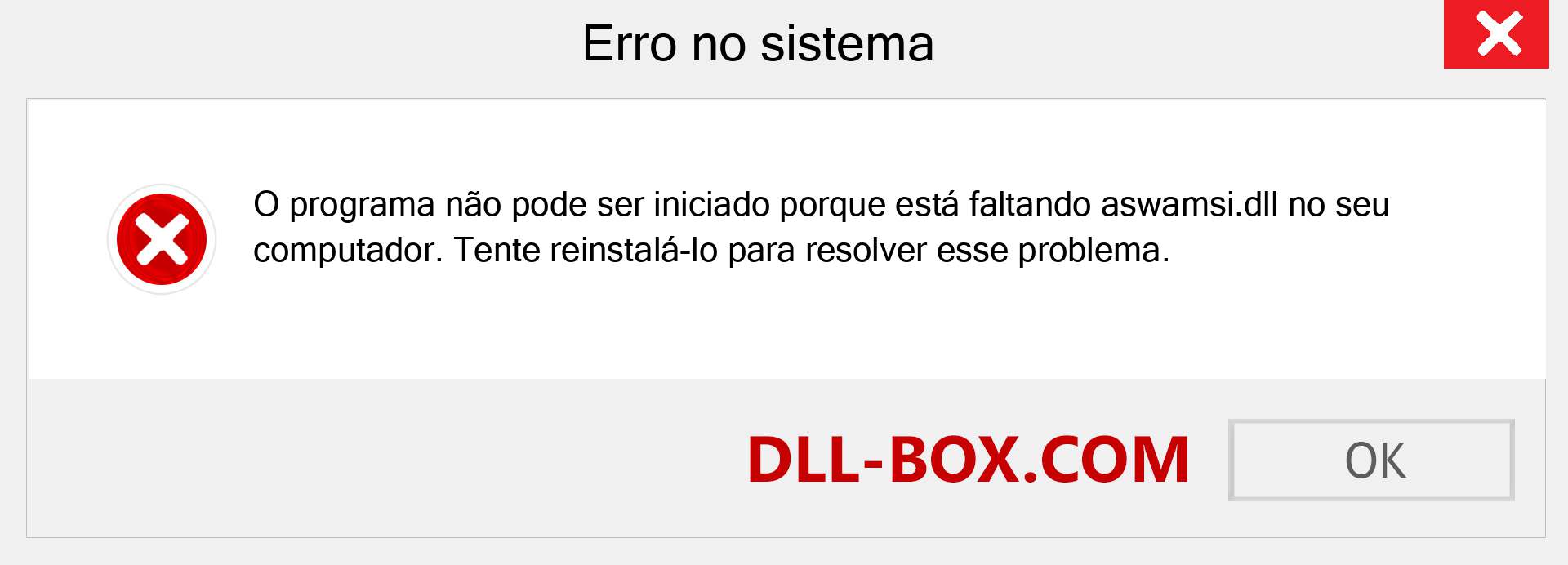 Arquivo aswamsi.dll ausente ?. Download para Windows 7, 8, 10 - Correção de erro ausente aswamsi dll no Windows, fotos, imagens